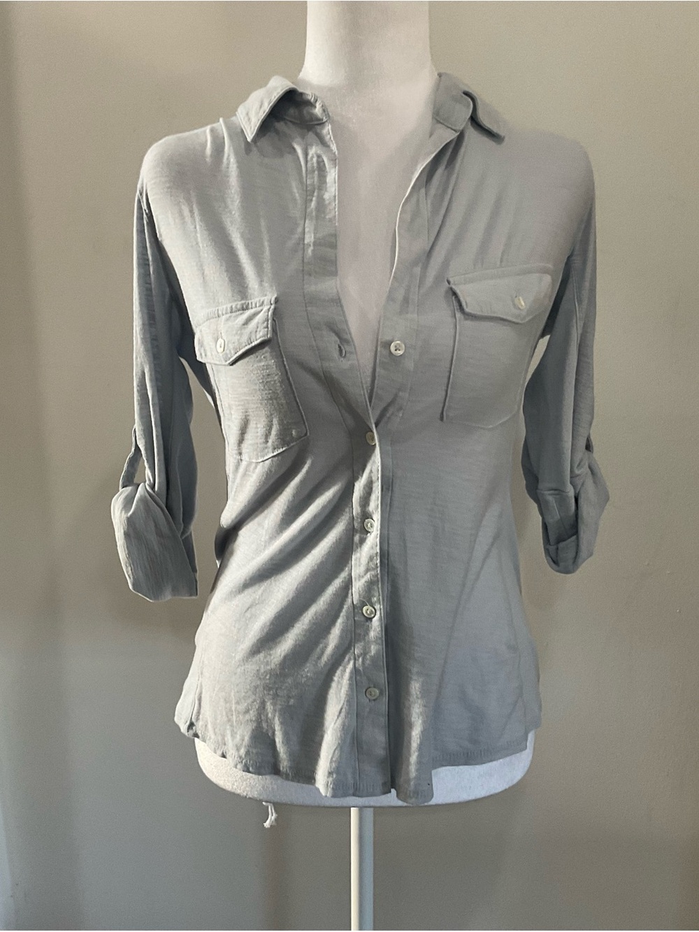 James Perse Light Gray Button-Down Shirt Sz 2/Medium